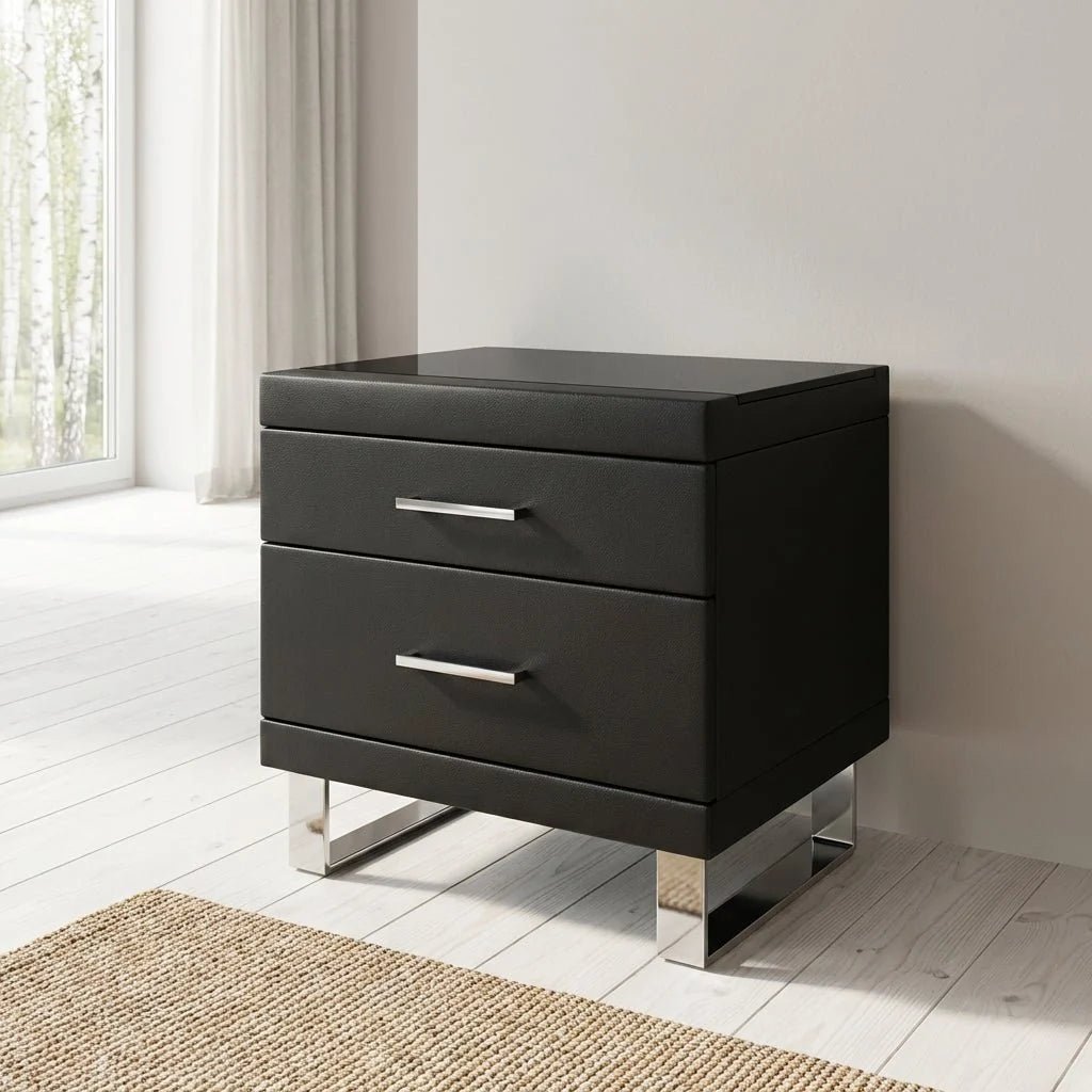 Aries Minimalist Brown Leather Bed - Altera