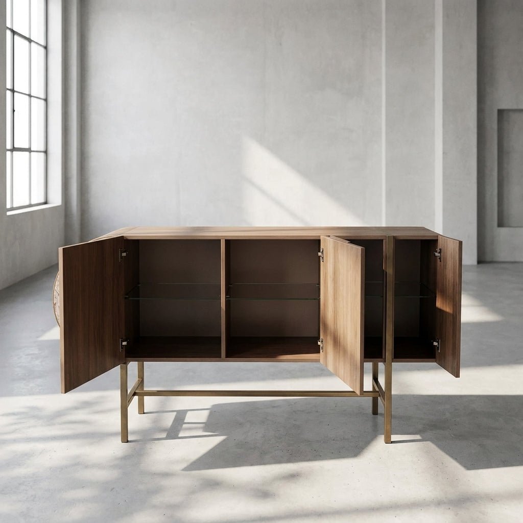 Art Deco Metallic Sideboard with Stainless Steel Base - Altera