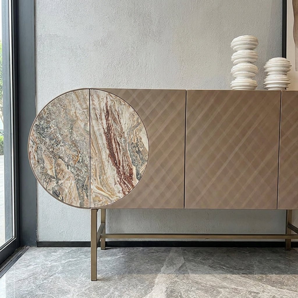Art Deco Metallic Sideboard with Stainless Steel Base - Altera