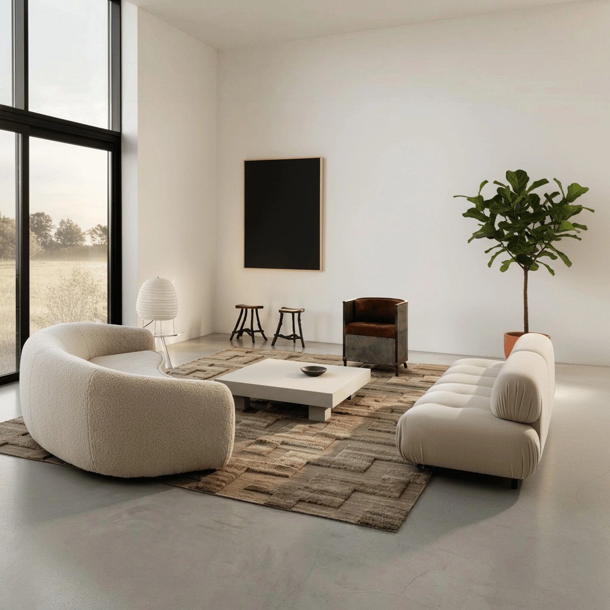 Artisan Maze Pattern Milk Silk Rug - Altera