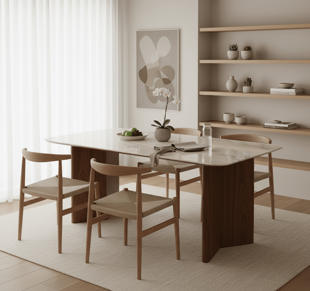 Ashton Walnut and Marble Dining Table - Altera