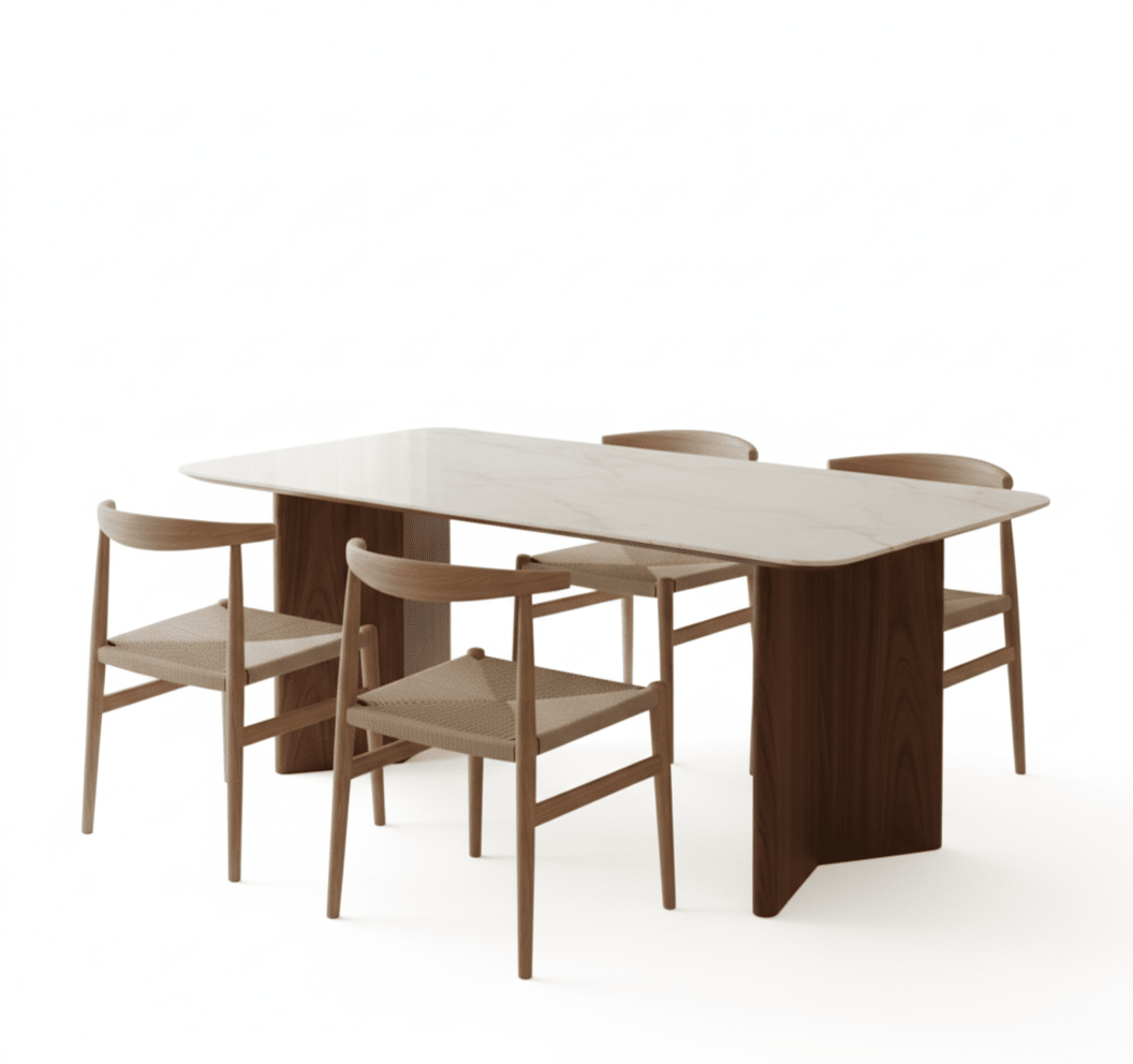 Ashton Walnut and Marble Dining Table - Altera