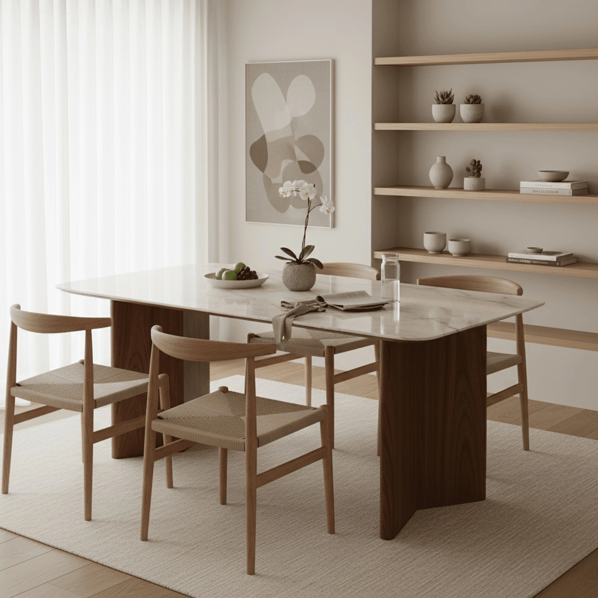 Ashton Walnut and Marble Dining Table - Altera