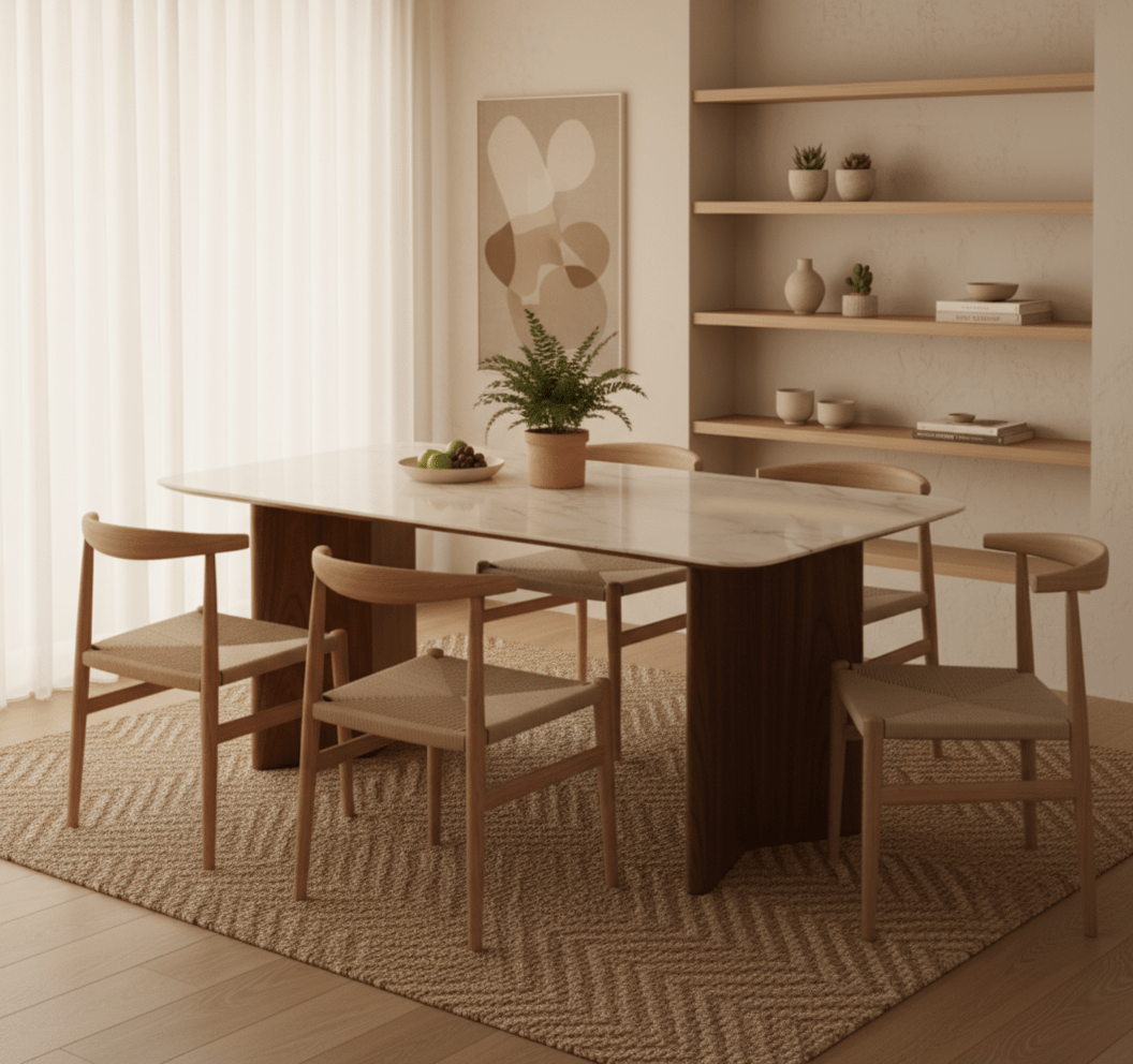 Ashton Walnut and Marble Dining Table - Altera