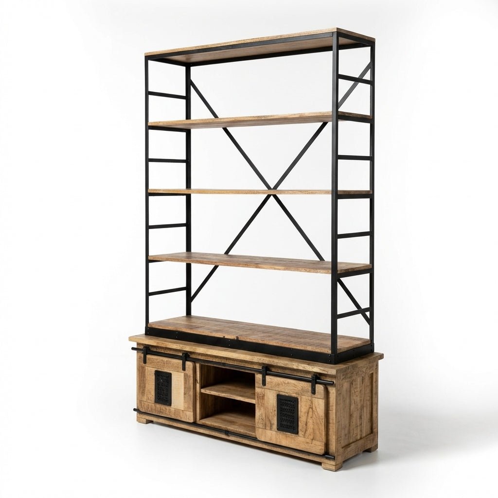 Bago Farmhouse Bookcase in Raw Mango Wood - Altera