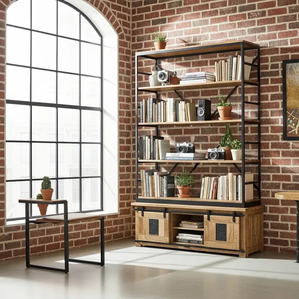 Bago Farmhouse Bookcase in Raw Mango Wood - Altera