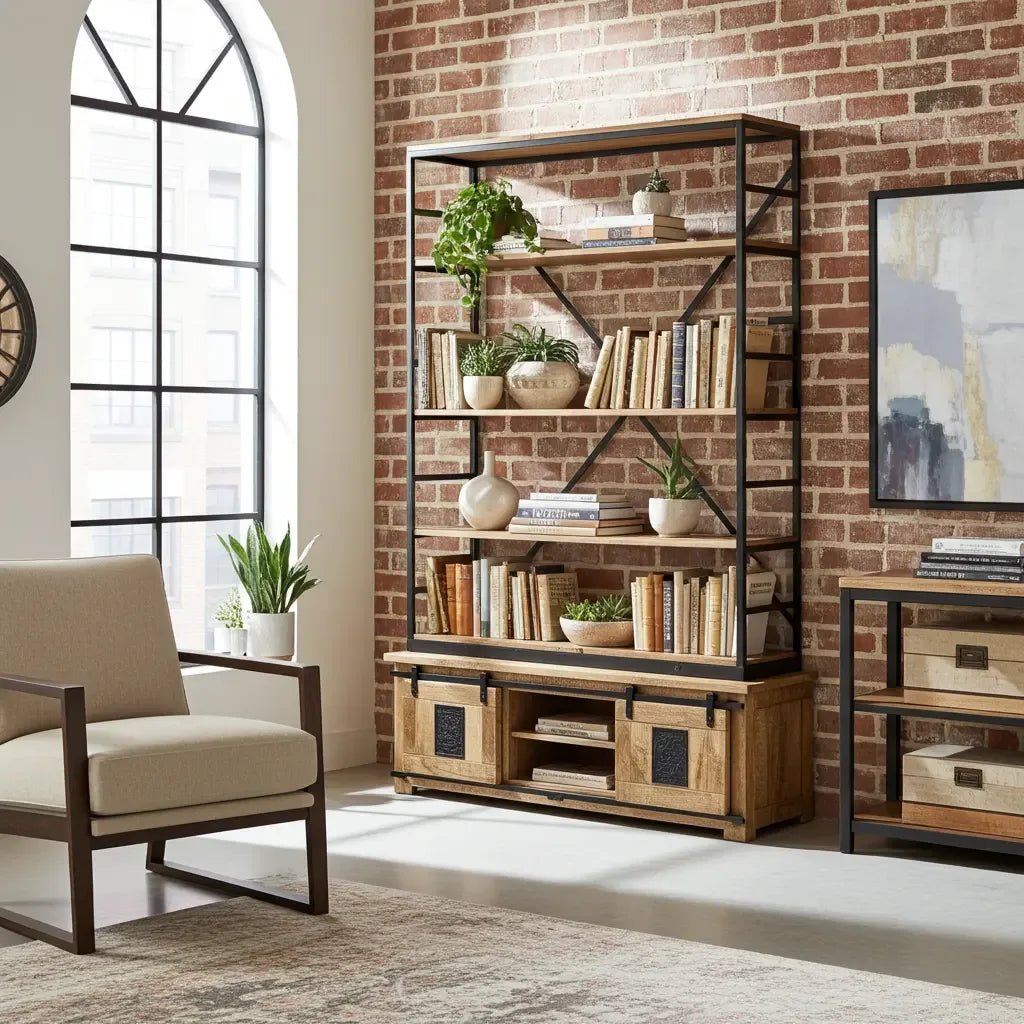 Bago Farmhouse Bookcase in Raw Mango Wood - Altera