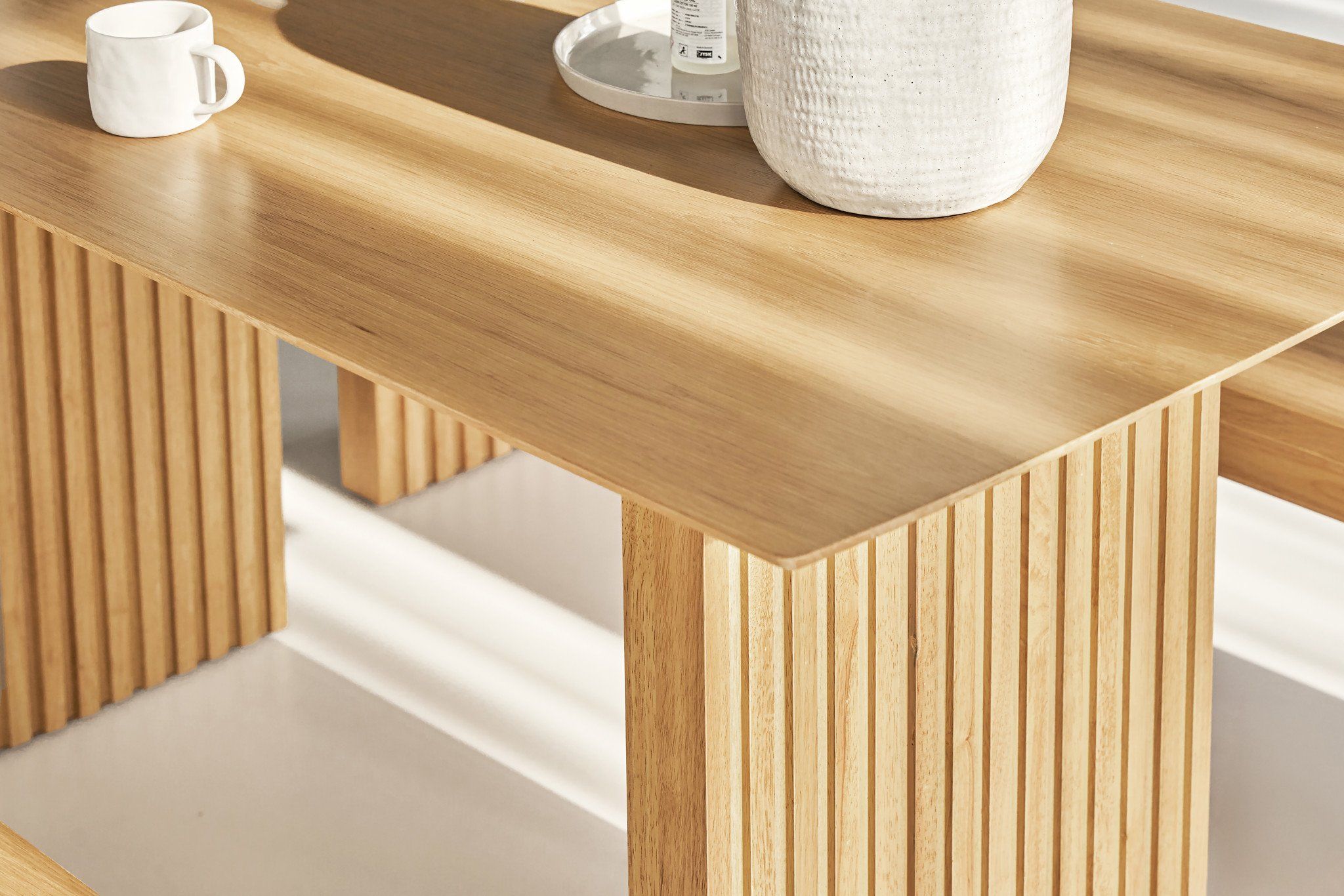 PLANK 6-Seater Natural Oak Wood Dining Table - Modern Minimalist Design