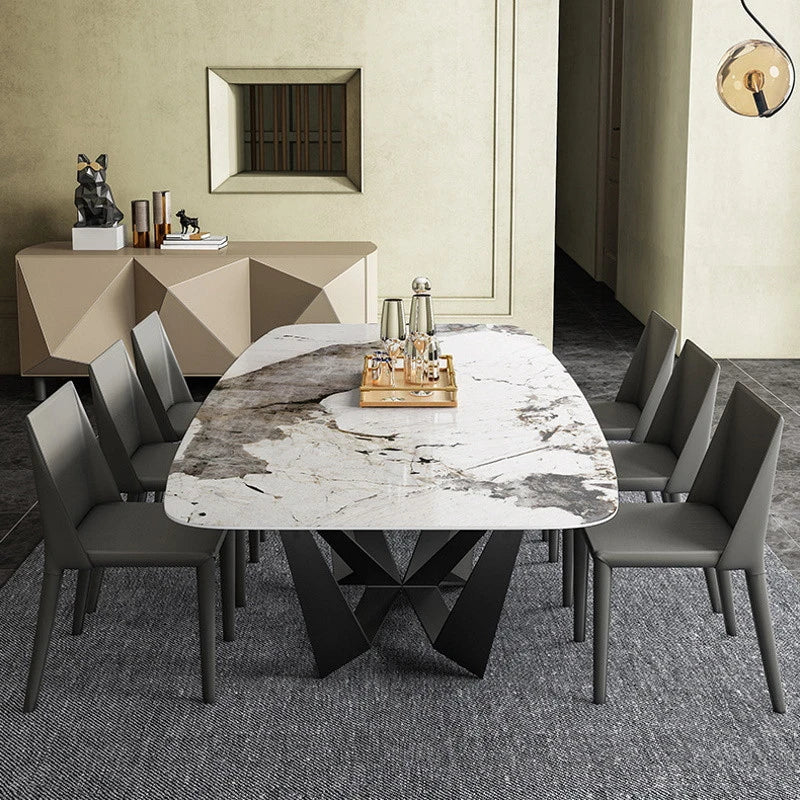 Premium Stone Top Dining Table with Heavy-Duty Iron Legs - Pula Furniture