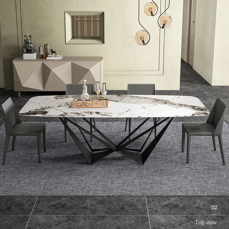 Premium Stone Top Dining Table with Heavy-Duty Iron Legs - Pula Furniture