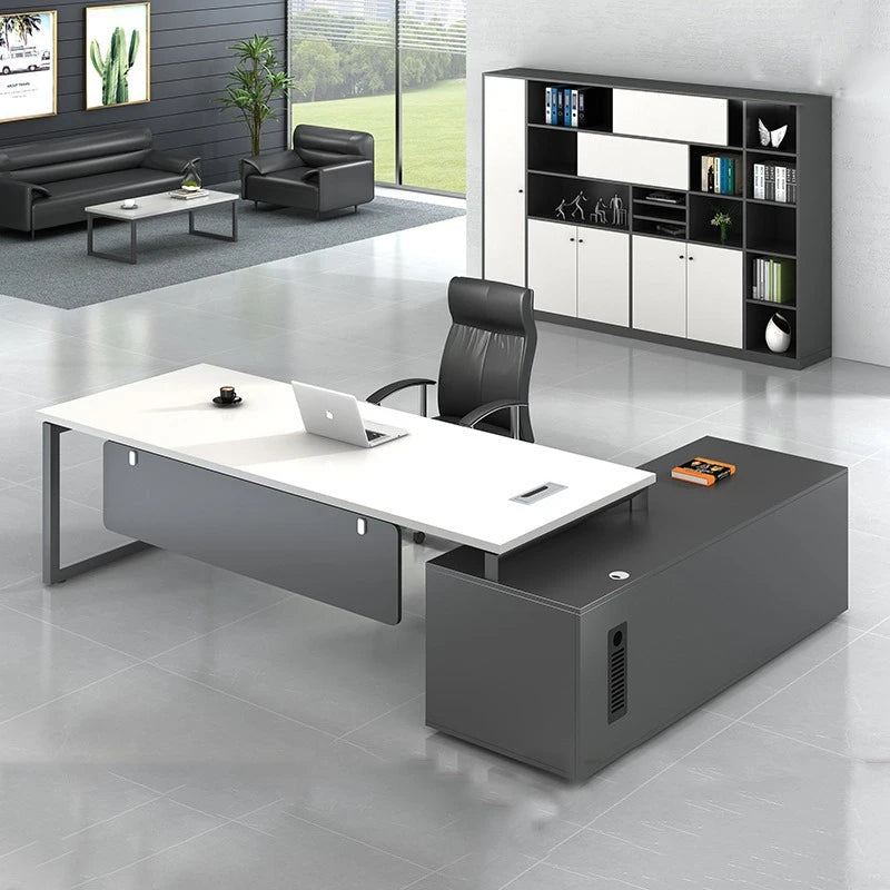Pula BLV04 Executive Director Desk: MFC Melamine Finish, Modern Office