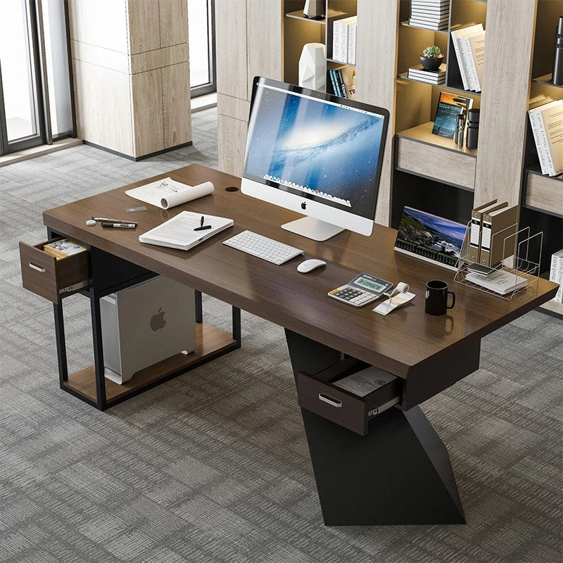 Modern K-Leg Steel Frame Office Desk with 2 Drawers - Pula BLV08