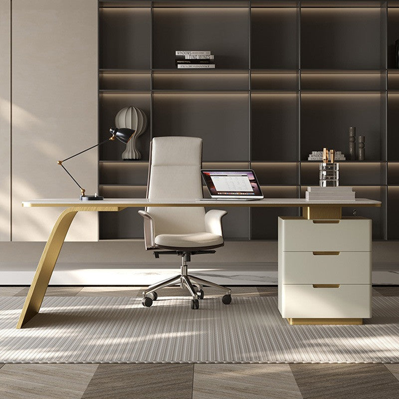 Modern Italian Marble Top Office Desk Pula BLV10 with 3-Tier Drawers