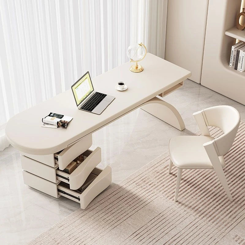 Pula BLV09 Premium Cream White MDF Office Desk with 3 Drawers