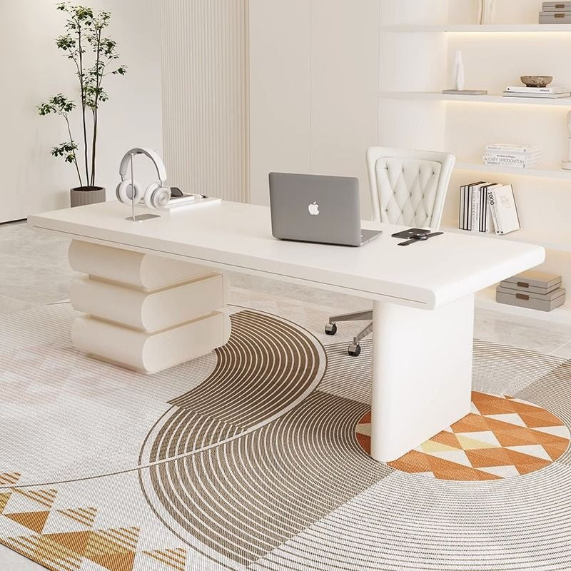 Pula BLV09 Premium Cream White MDF Office Desk with 3 Drawers