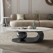 Pula BT31 Modern Oval Marble Coffee Table with Stainless Steel Base