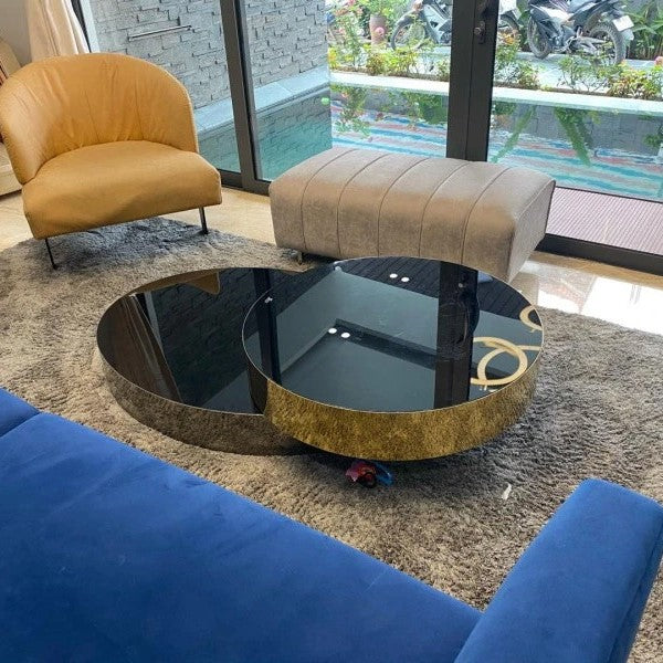 Pula BT19 Modern Luxury PVD Gold Plated Dual Nesting Coffee Table