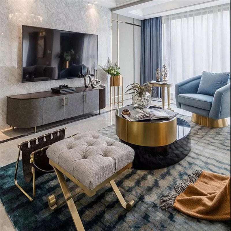 Pula BT19 Modern Luxury PVD Gold Plated Dual Nesting Coffee Table