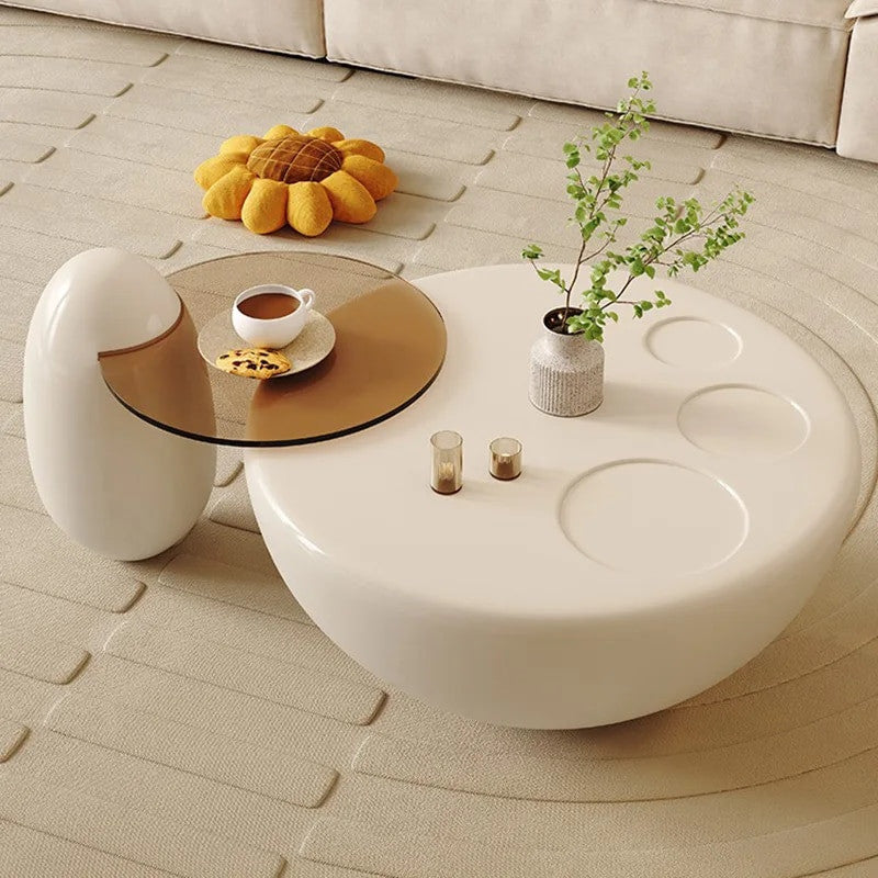Modern Pula BT34 Round MDF Coffee Table Set with Cat Paw Print