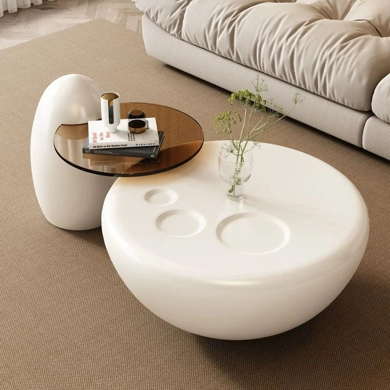 Modern Pula BT34 Round MDF Coffee Table Set with Cat Paw Print
