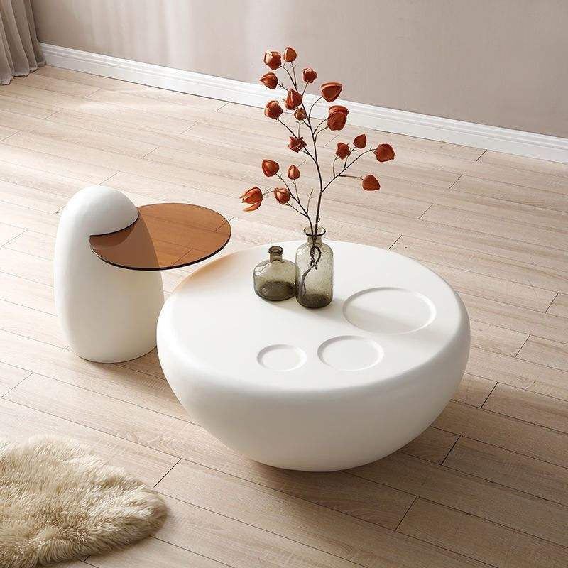 Modern Pula BT34 Round MDF Coffee Table Set with Cat Paw Print