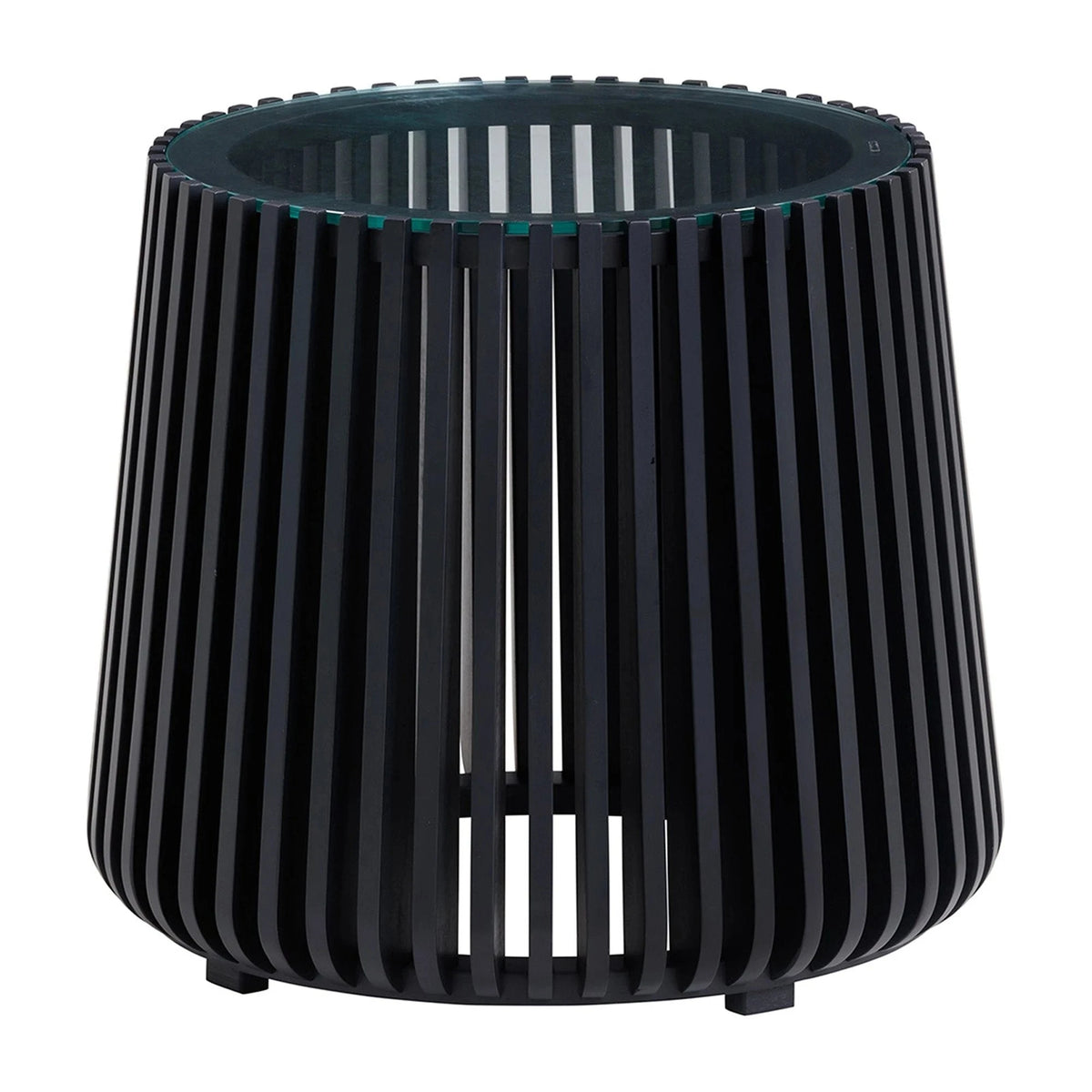 Barga Side Table in black acacia on white