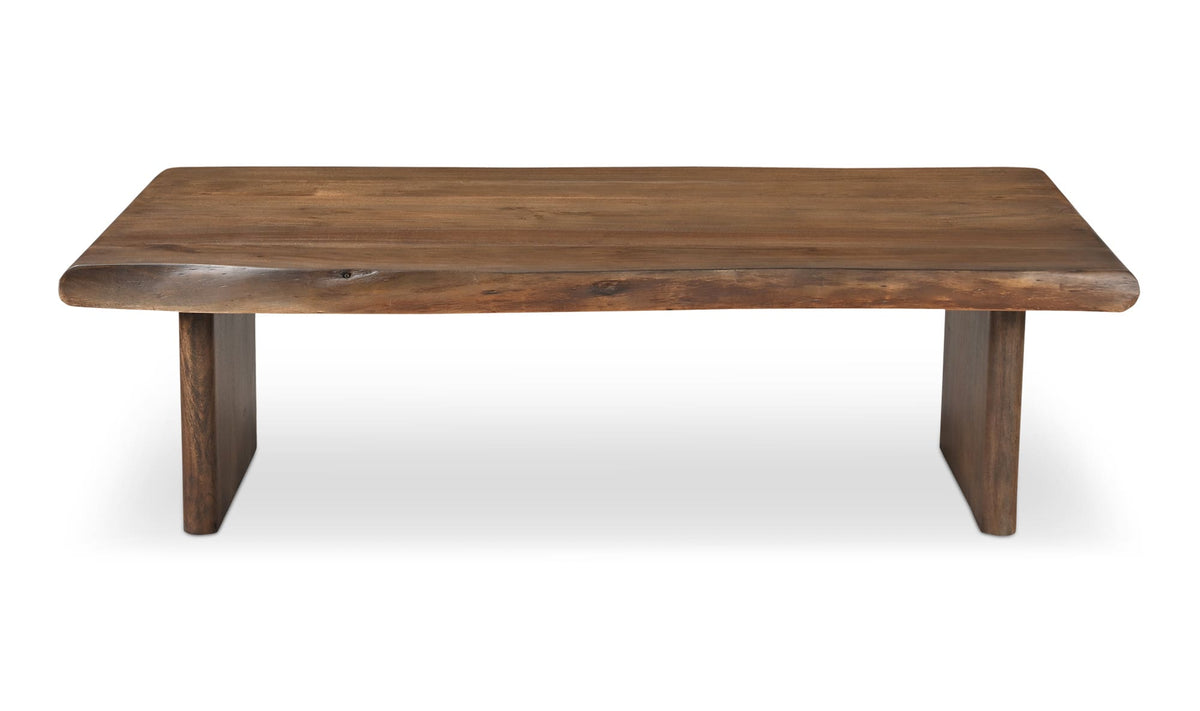 Leiden Coffee Table in Brown — acacia wood, 55" × 30"