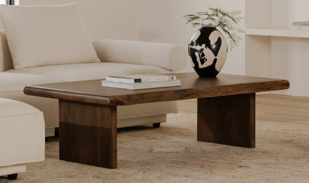 Leiden Coffee Table in Brown — styled in a living room