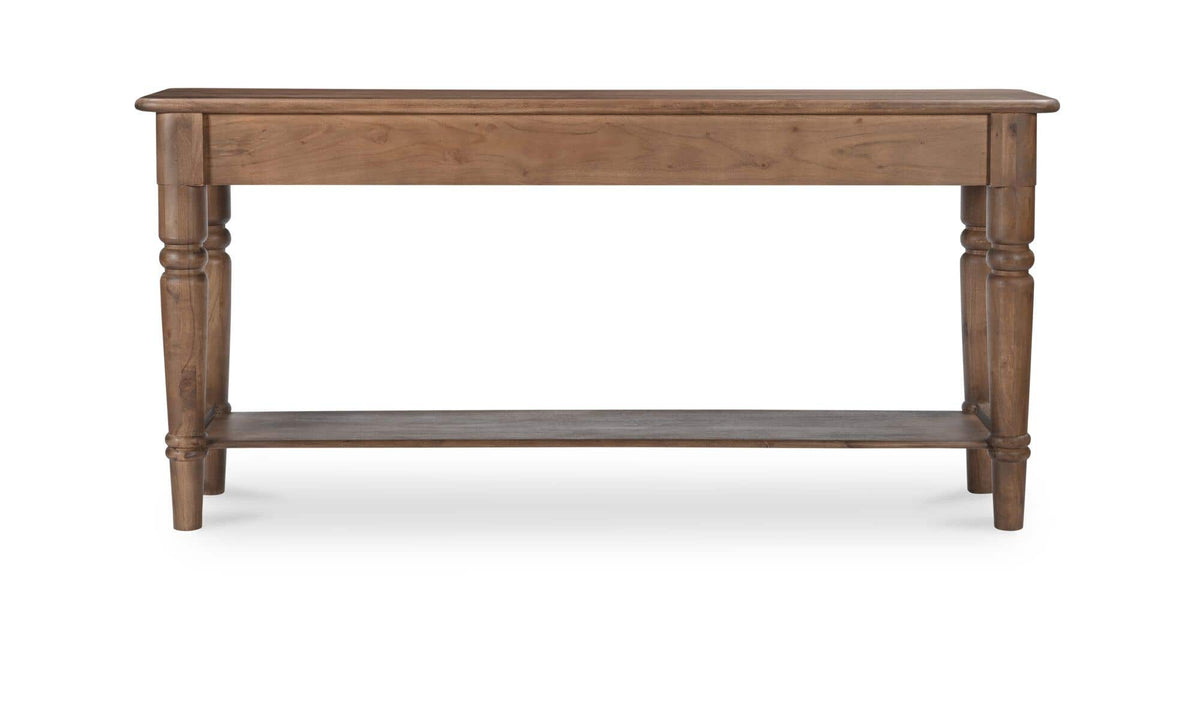 Rodez Console Table in Brown, back view
