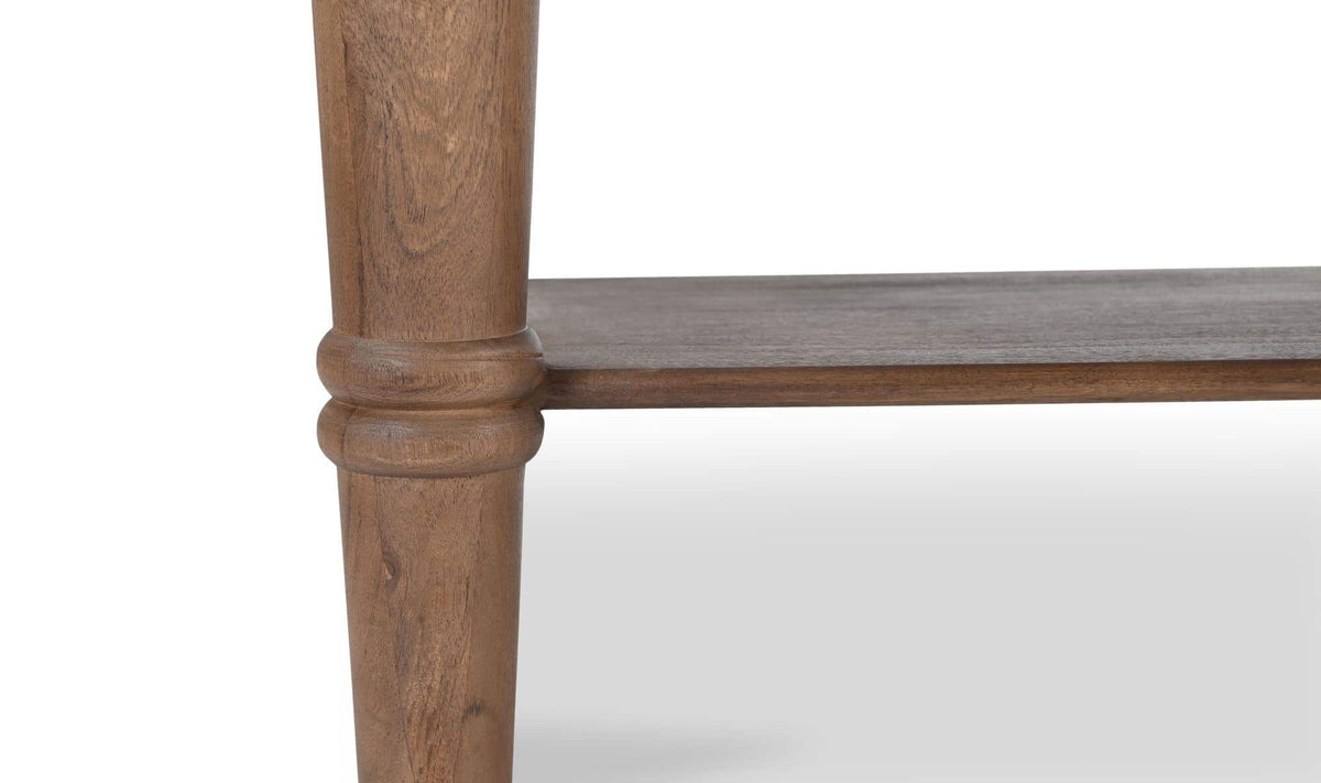 Rodez Console Table in Brown, acacia wood detail, view 4