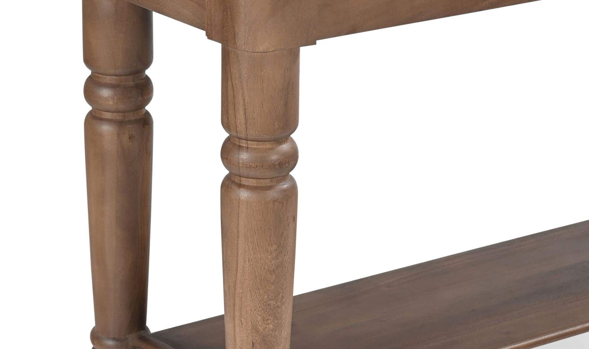 Rodez Console Table in Brown, acacia wood detail, view 6
