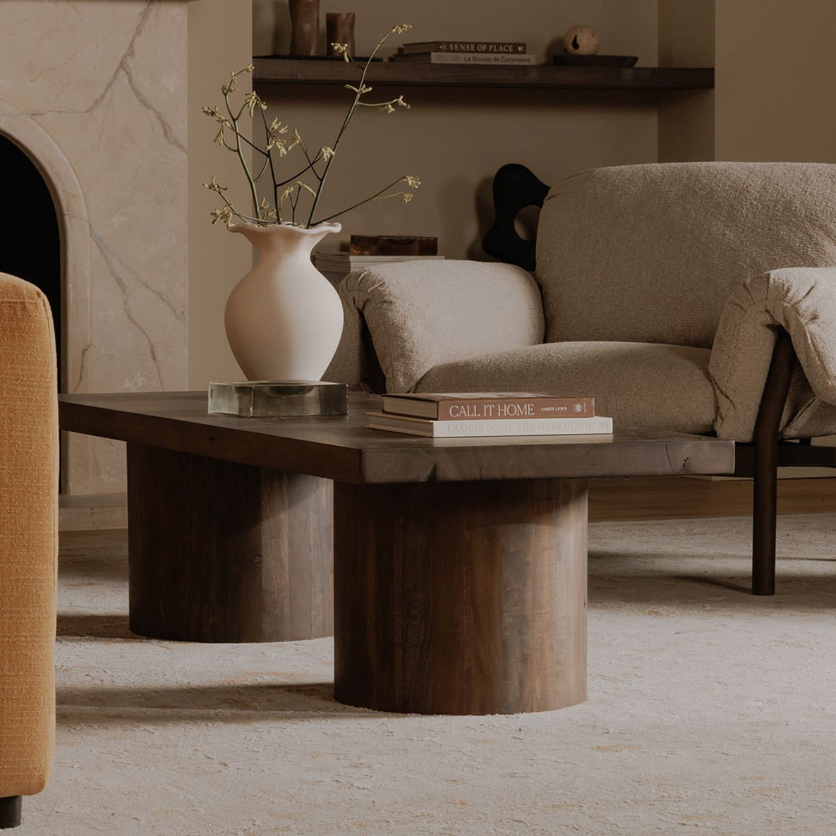 Hallstatt Coffee Table in Warm Brown — styled in a living room