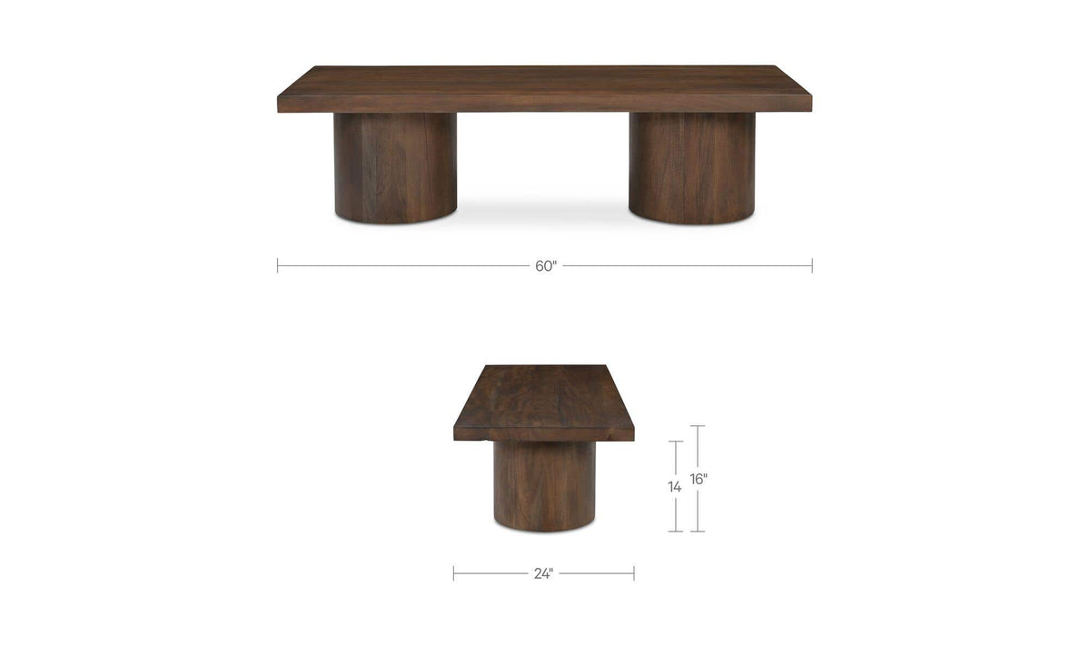 Hallstatt Coffee Table in Warm Brown — dimensions diagram, 60" × 24"