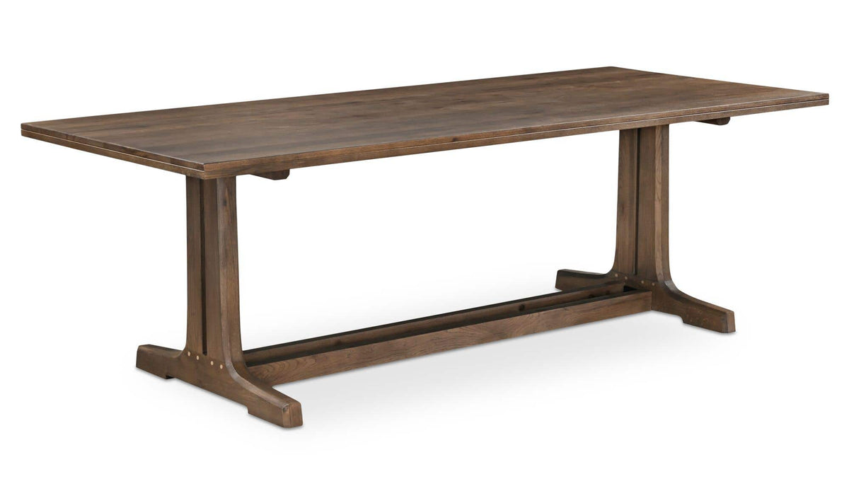 Stirling Dining Table in Dark Brown, red oak wood detail