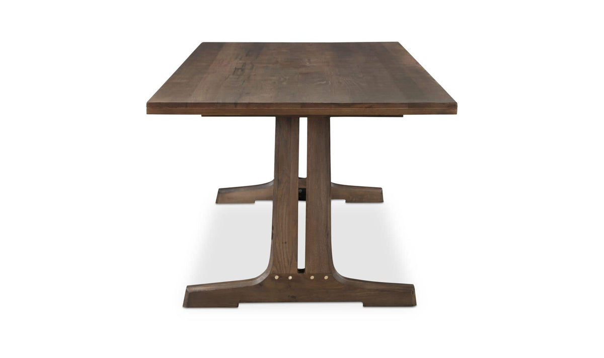 Stirling Dining Table in Dark Brown, side profile