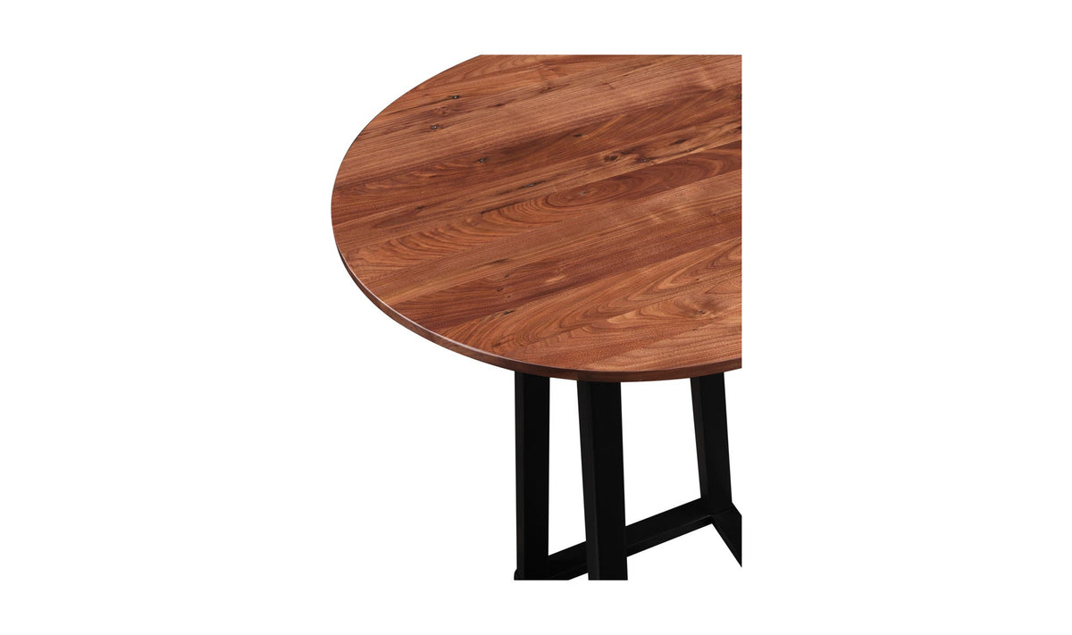 Thame Bar Table in Brown, solid walnut detail