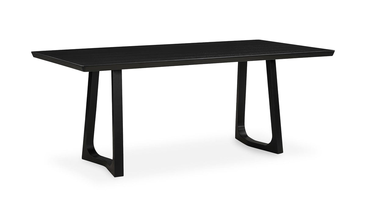 Stow Dining Table in Black Ash, three-quarter view