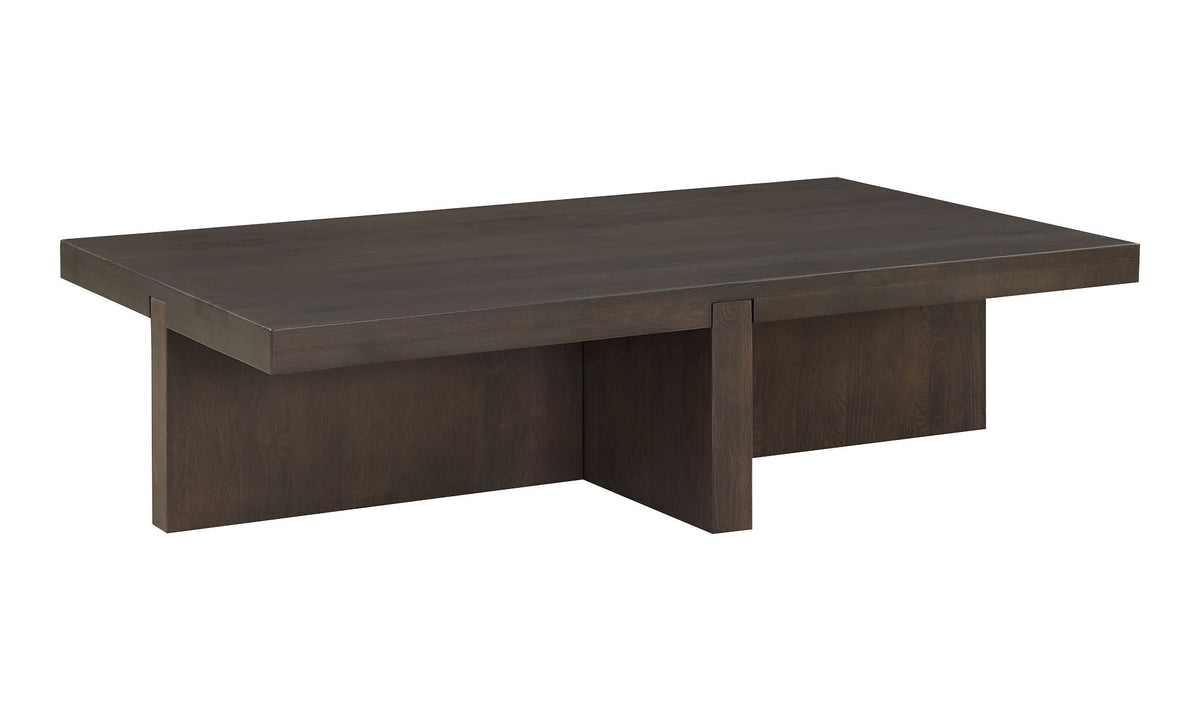 Fowey Coffee Table in Dark Brown — three-quarter view