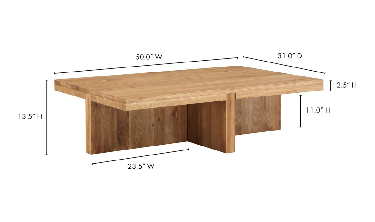 Fowey Coffee Table in Natural — dimensions diagram, 50" × 31"