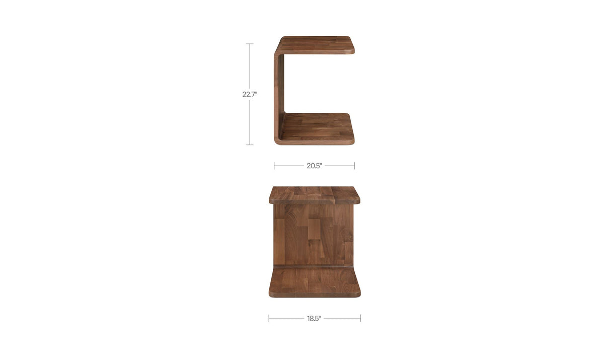 Cadiz Side Table in Walnut — dimensions diagram, 20½" × 18½"