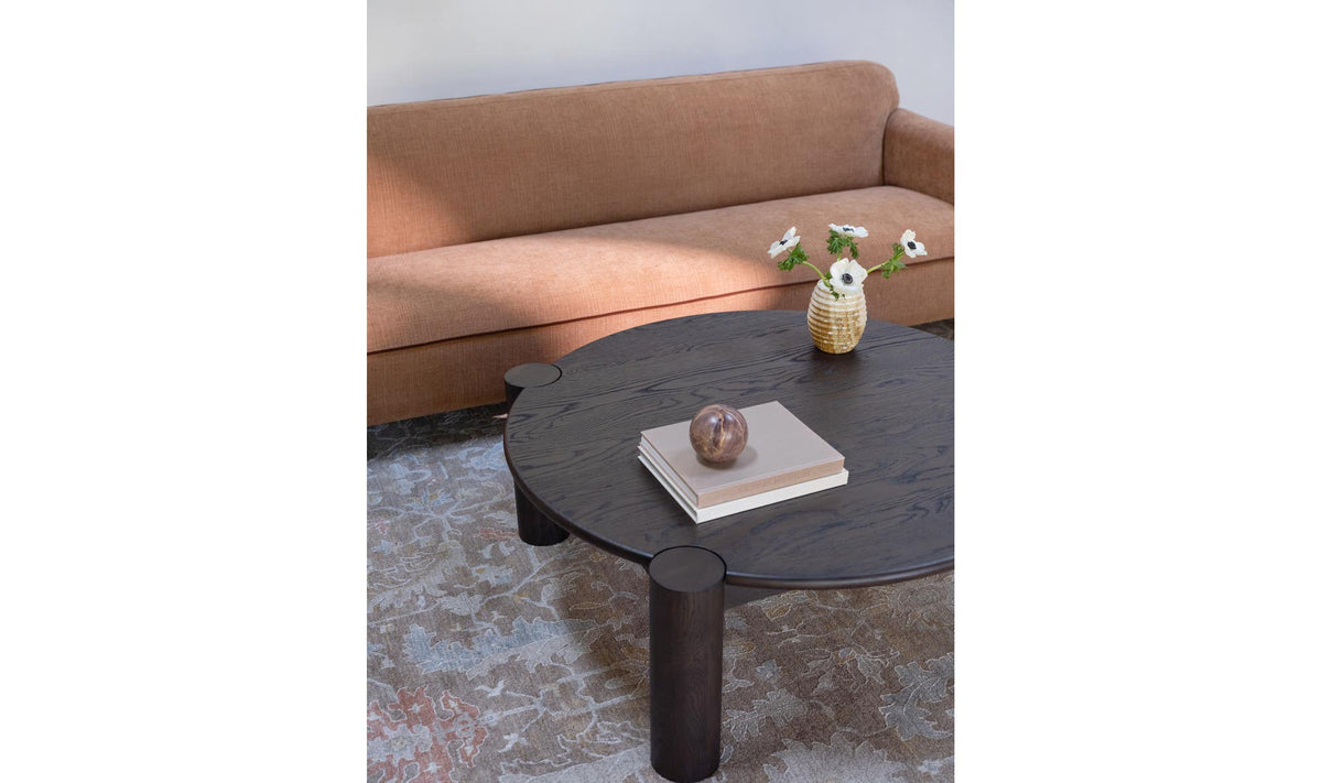 Jesolo Coffee Table in Brushed Dark Brown, styled in a living room, view 2