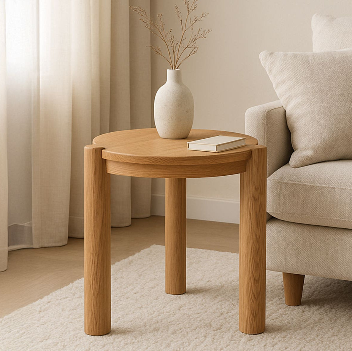 Jesolo Side Table in Brushed Natural Oak — styled in a living room