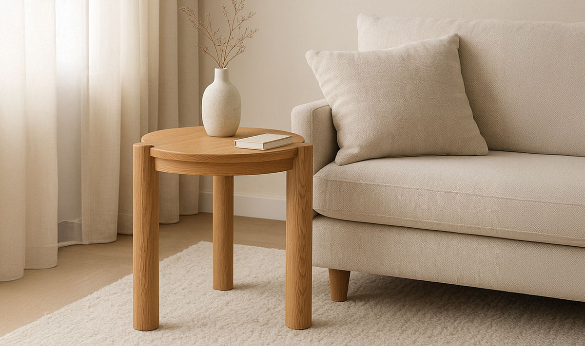 Jesolo Side Table in Brushed Natural Oak — styled in a living room