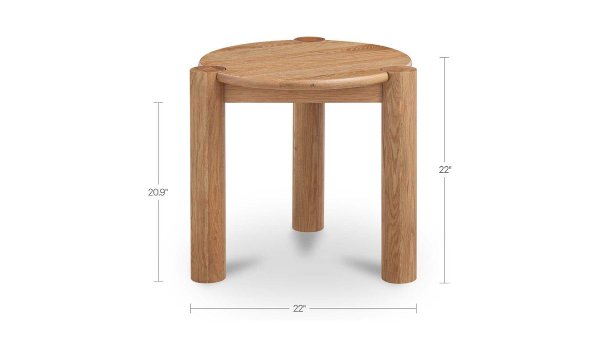Jesolo Side Table in Brushed Natural Oak — dimensions diagram, 22" × 22"