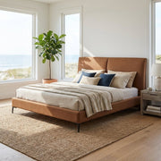 Berlin Caramel Faux Leather King Bed - Altera
