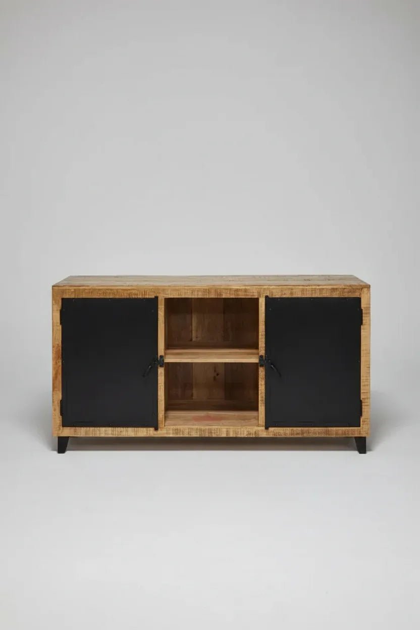 Bitola Mango Wood Sideboard with Black Steel Doors - Altera