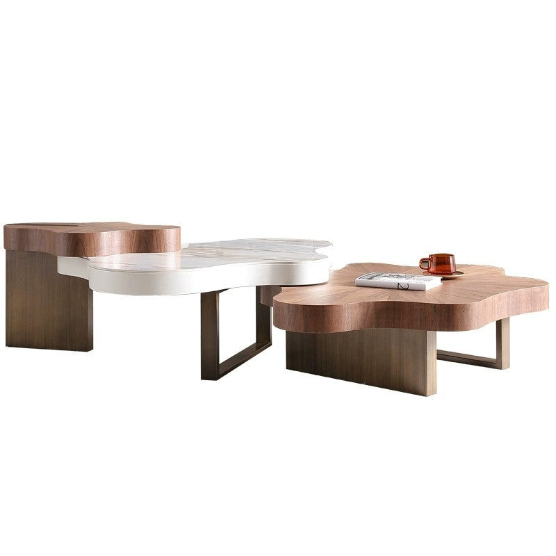Pula BT70 Nordic 3-Tier Modern Coffee Table Set MDF Wood Veneer