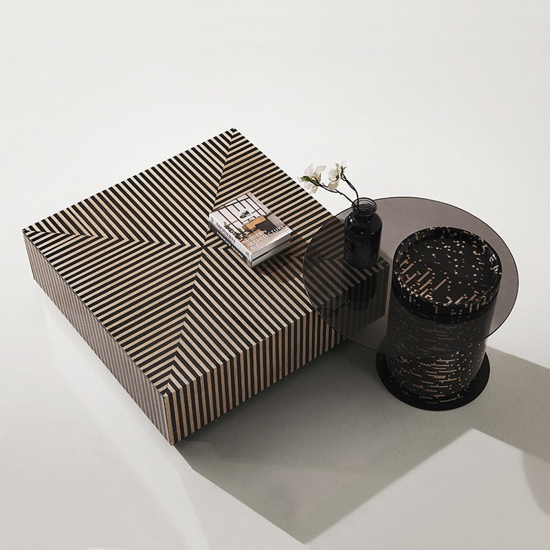 Pula BT85 Modern Piano Stripe Nested Coffee Table Set with Storage
