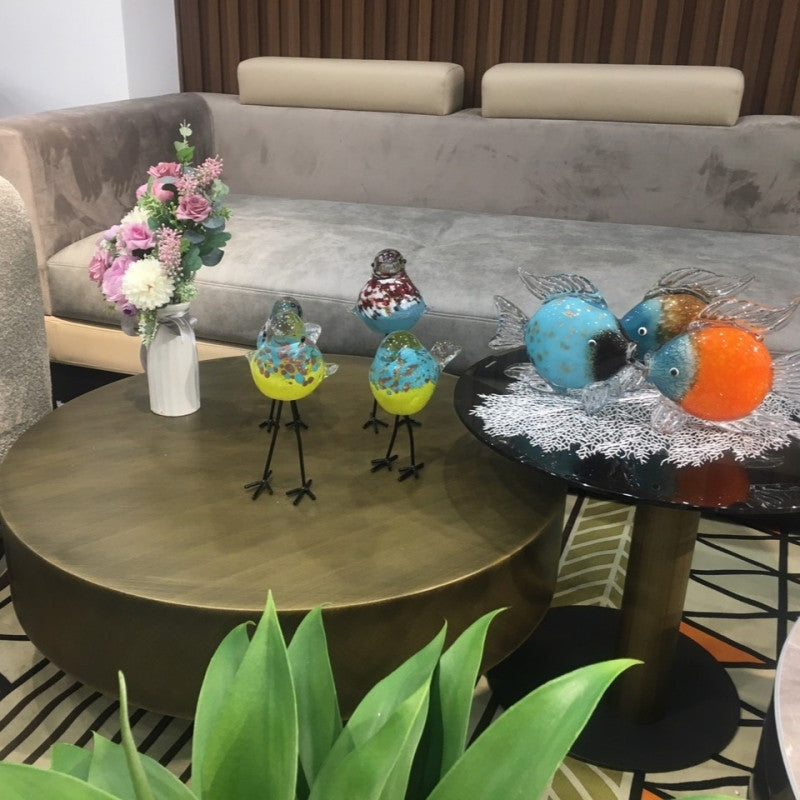 Pula BT35 Modern Round Coffee Table Set, Tempered Glass Storage