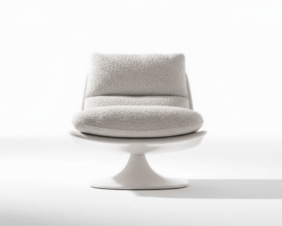 Bouclé Pedestal Chair and Ottoman - Altera